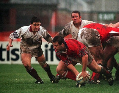 101294 - Swansea v Llanelli - Huw Harries of Llanelli gets the ball away