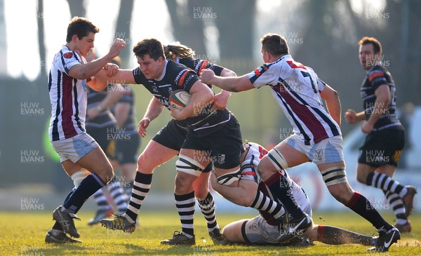 020313 - Swansea v Pontypridd - Principality Premiership -Ed Siggery of Pontypridd drives through