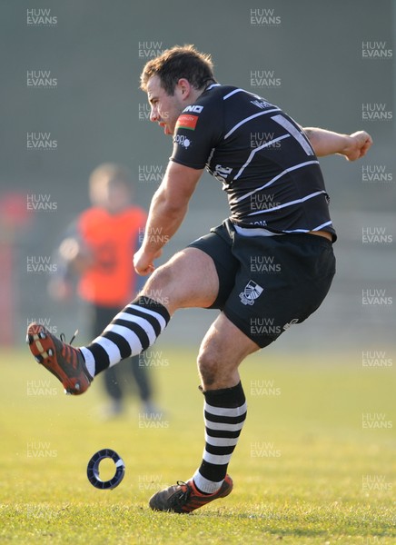 020313 - Swansea v Pontypridd - Principality Premiership -Simon Humberstone of Pontypridd kicks at goal