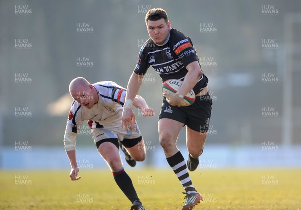 020313 - Swansea v Pontypridd - Principality Premiership -Gary Williams of Pontypridd gets past David Watts of Swansea to score try