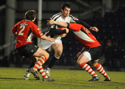 12.03.10 - Principality Premiership Rugby, Swansea v Pontypridd Swansea's Scott Baldwin tries to get through 