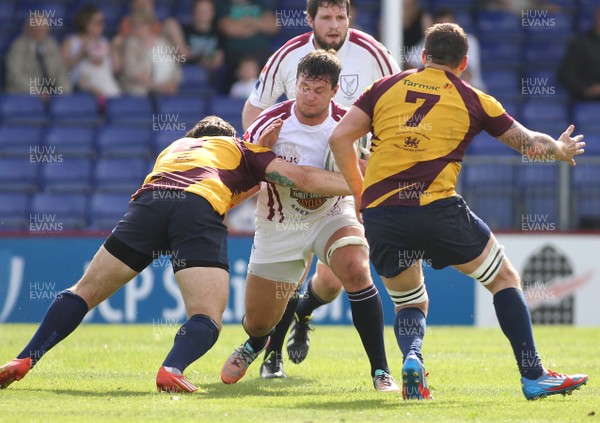 190915 Swansea RFC v Tata Steel RFC - SWALEC Championship -John Fox of Swansea is tackled by Robby Morgan of Tata Steel