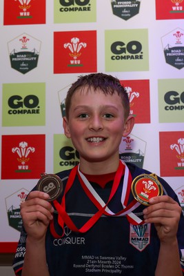 210324 - Swansea Valley v Mynydd Mawr - Welsh Schools Junior Group U11 DC Thomas Bowl Final - Player of the Match Owen Tancock of Mynydd Mawr  