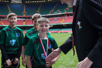 210324 - Swansea Valley v Mynydd Mawr - Welsh Schools Junior Group U11 DC Thomas Bowl Final - Players receive medals   