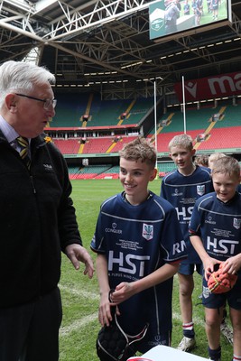 210324 - Swansea Valley v Mynydd Mawr - Welsh Schools Junior Group U11 DC Thomas Bowl Final - Players receive medals   