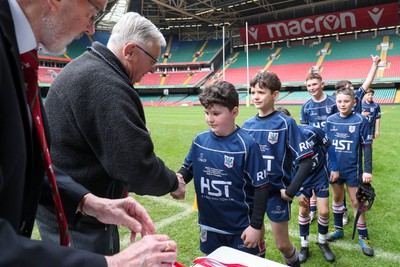 210324 - Swansea Valley v Mynydd Mawr - Welsh Schools Junior Group U11 DC Thomas Bowl Final - Players receive medals   