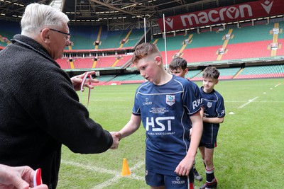 210324 - Swansea Valley v Mynydd Mawr - Welsh Schools Junior Group U11 DC Thomas Bowl Final - Players receive medals   