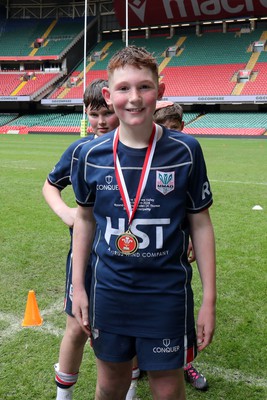 210324 - Swansea Valley v Mynydd Mawr - Welsh Schools Junior Group U11 DC Thomas Bowl Final - Players receive medals   