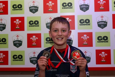 210324 - Swansea Valley v Mynydd Mawr - Welsh Schools Junior Group U11 DC Thomas Bowl Final - Player of the Match Owen Tancock of Mynydd Mawr  