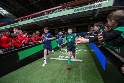 210324 - Swansea Valley v Mynydd Mawr - Welsh Schools Junior Group U11 DC Thomas Bowl Final - The players run out