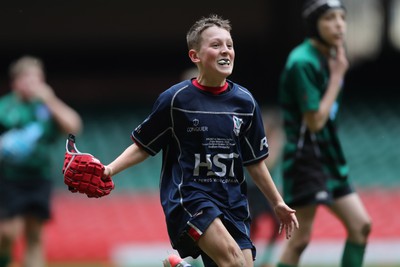 210324 - Swansea Valley v Mynydd Mawr - Welsh Schools Junior Group U11 DC Thomas Bowl Final - Mynydd Mawr celebrate at the final whistle