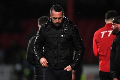 110226 - Swindon Town v Newport County - Sky Bet League 2 - Newport County Head Coach, Christian Fuchs after his side concedes the second goal