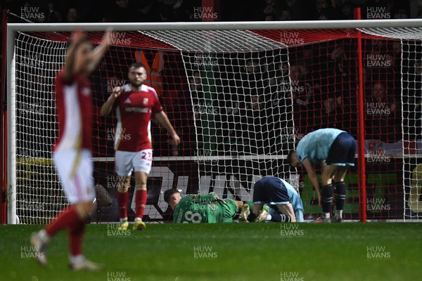 110226 - Swindon Town v Newport County - Sky Bet League 2 - Joe Thomas of Newport County scores an own goal