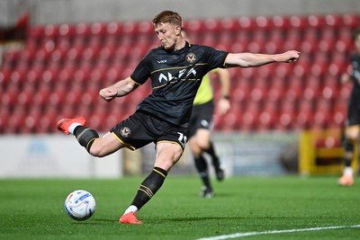 220926 - Swindon Town v Newport County - EFL Trophy -  Ged Garner of Newport County has a shot on goal