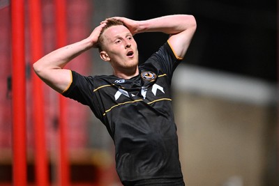 220926 - Swindon Town v Newport County - EFL Trophy -  Ged Garner of Newport County misses a chance