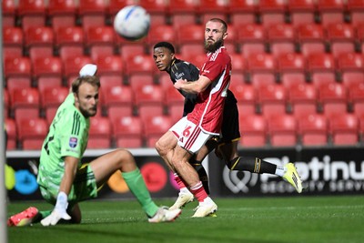 220926 - Swindon Town v Newport County - EFL Trophy -  Tanatswa Nyakuhwa of Newport County scores a goal