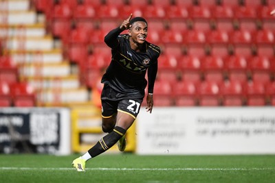 220926 - Swindon Town v Newport County - EFL Trophy -  Tanatswa Nyakuhwa of Newport County celebrates scoring a goal