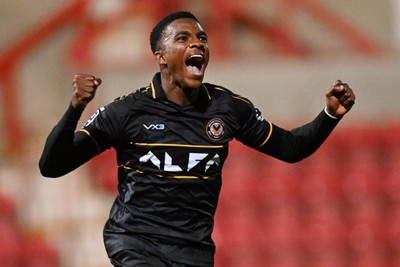 220926 - Swindon Town v Newport County - EFL Trophy -  Tanatswa Nyakuhwa of Newport County celebrates scoring a goal