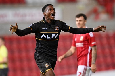 220926 - Swindon Town v Newport County - EFL Trophy -  Tanatswa Nyakuhwa of Newport County celebrates scoring a goal