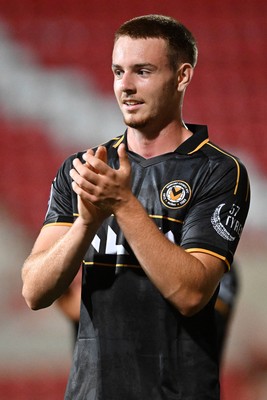 220926 - Swindon Town v Newport County - EFL Trophy -  Harrison Halpin of Newport County applauding fans at full time