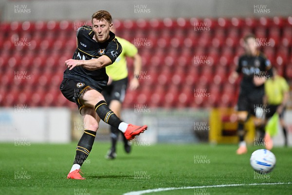 220926 - Swindon Town v Newport County - EFL Trophy -  Ged Garner of Newport County has a shot on goal