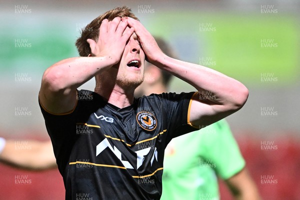 220926 - Swindon Town v Newport County - EFL Trophy -  Ged Garner of Newport County misses a chance