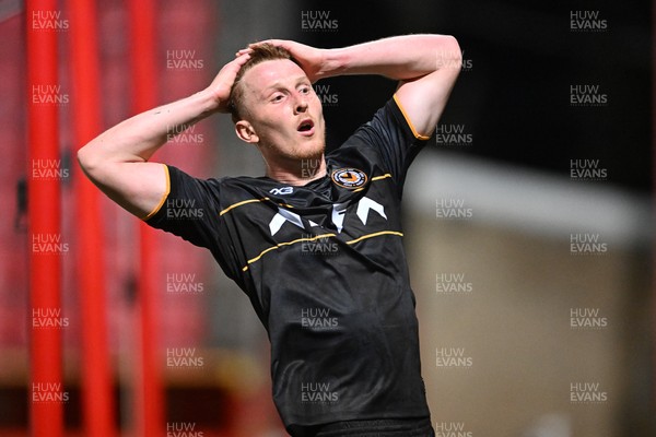 220926 - Swindon Town v Newport County - EFL Trophy -  Ged Garner of Newport County misses a chance