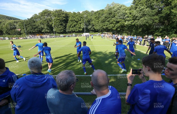 140717 - Taffs Well v Cardiff City, Pre-season Friendly - Cardiff City players warm up ahead of their friendly match with Taffs Well