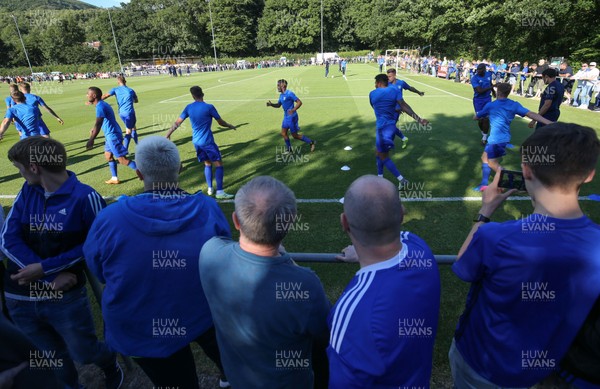 140717 - Taffs Well v Cardiff City, Pre-season Friendly - Cardiff City players warm up ahead of their friendly match with Taffs Well