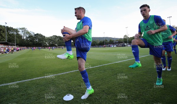 140717 - Taffs Well v Cardiff City, Pre-season Friendly - Craig Noone of Cardiff City leads the players for the second half through a warm up