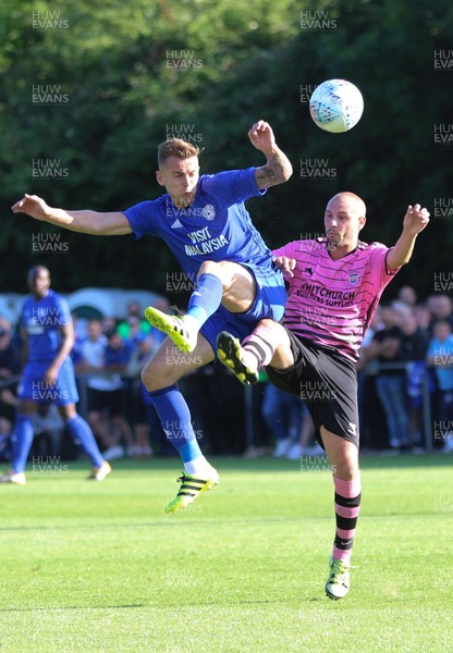 140717 - Taffs Well v Cardiff City, Pre-season Friendly - Joe Ralls of Cardiff City wins the ball