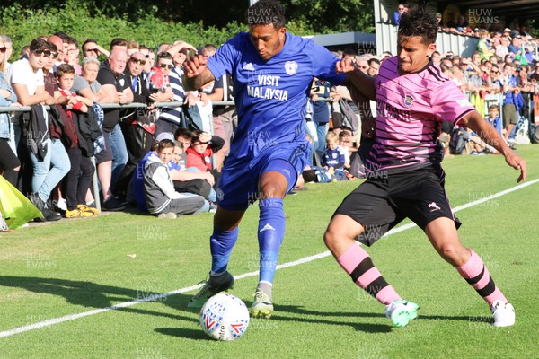 140717 - Taffs Well v Cardiff City, Pre-season Friendly - Nathaniel Mendez-Laing of Cardiff City wins the ball