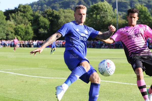 140717 - Taffs Well v Cardiff City, Pre-season Friendly - Danny Ward of Cardiff City wins the ball