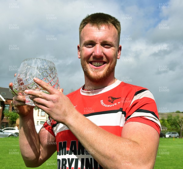 270419 - Taibach RFC v Birchgrove RFC - Division 2 West Central -  Scott Beard captain of Birchgrove with the Rose Bowl trophy