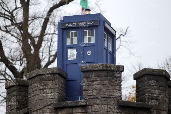 261113 - The Doctor Who Tardis on top of Cardiff Castle today 