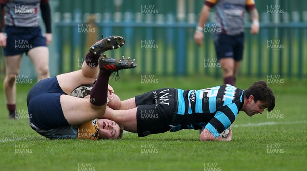 050119 - Tata Steel RFC v Cardiff - WRU National Cup - Will Rees-Hole of Cardiff scores a try