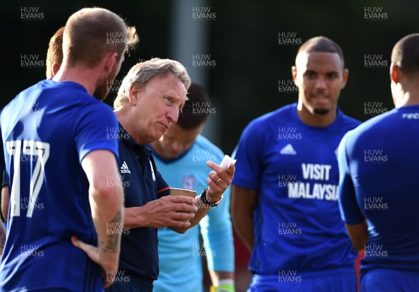 170717 - Tavistock v Cardiff City - Kenneth Zohore of Cardiff City and Neil Warnock