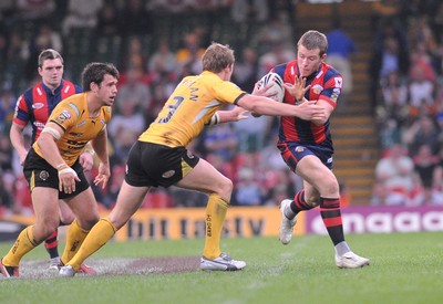 03.04.08 - Millennium Magic 2008 Rugby League Castleford Tigers v Wakefield Trinity Wildcats Wildcats' Matt Blaymire tries to get past Michael Shenton 