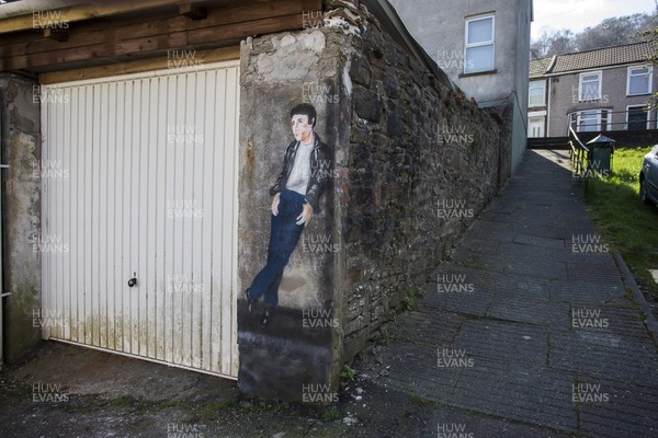 260319 - Picture shows graffiti which has appeared in Treforest, Pontypridd, South Wales of hometown legend Tom Jones Local residents first noticed the artwork on the weekend which has been done by a anonymous artist