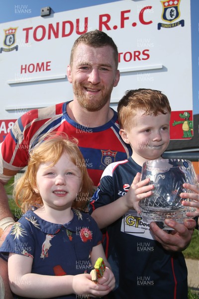 080417 - Tondu RFC v Cwmgors RFC - League 2 West Central  Tondu Captain Hywel Davies with the trophy and family