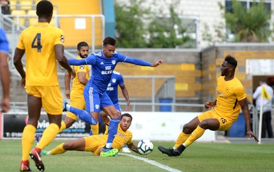 200718 - Torquay v Cardiff City - Preseason Friendly - Josh Murphy of Cardiff City tries a shot at goal