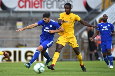 200718 - Torquay v Cardiff City - Preseason Friendly - Callum Patterson of Cardiff City looks for a way through