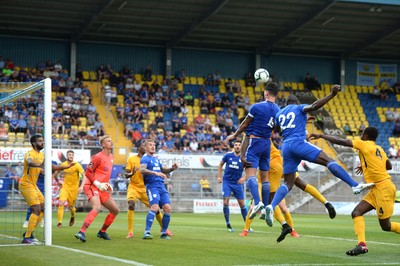 200718 - Torquay v Cardiff City - Preseason Friendly - Sean Morrison of Cardiff City tries a shot at goal