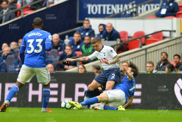 061018 - Tottenham Hotspur v Cardiff City - Premier League -  Harry Arter of Cardiff City fouls Kieran Trippier of Tottenham 