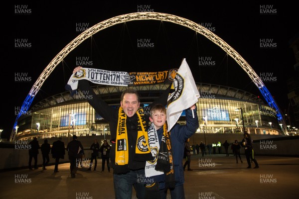 070218 - Tottenham Hotspur v Newport County, FA Cup Round 4 Replay - Newport County fans, including Mark Dunk and son Jamie, aged 12, from Caerleon, head to Wembley Stadium for the replay against Tottenham