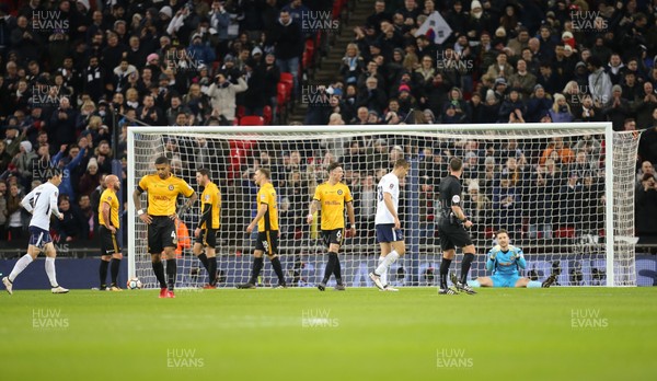 070218 - Tottenham Hotspur v Newport County, FA Cup Round 4 Replay - Newport County players react after conceding the first goal