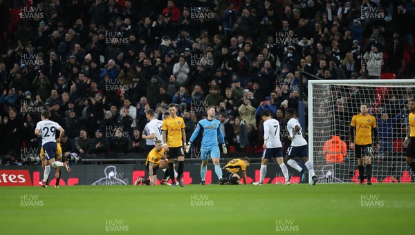 070218 - Tottenham Hotspur v Newport County, FA Cup Round 4 Replay - Newport County players react after conceding the second goal