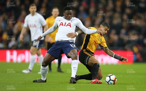 070218 - Tottenham Hotspur v Newport County, FA Cup Round 4 Replay - Victor Wanyama of Tottenham Hotspur competes with Joss Labadie of Newport County for the ball