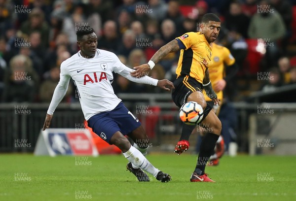 070218 - Tottenham Hotspur v Newport County, FA Cup Round 4 Replay - Joss Labadie of Newport County and Victor Wanyama of Tottenham Hotspur compete for the ball