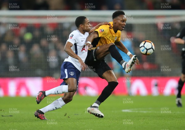 070218 - Tottenham Hotspur v Newport County, FA Cup Round 4 Replay - Shawn McCoulsky of Newport County and Kyle Walker Peters of Tottenham Hotspur compete for the ball